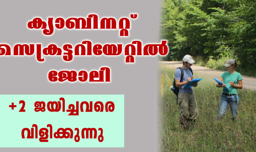 ക്യാബിനറ്റ് സെക്രെട്ടറിയേറ്റിൽ ജോലി നേടാൻ അവസരം.