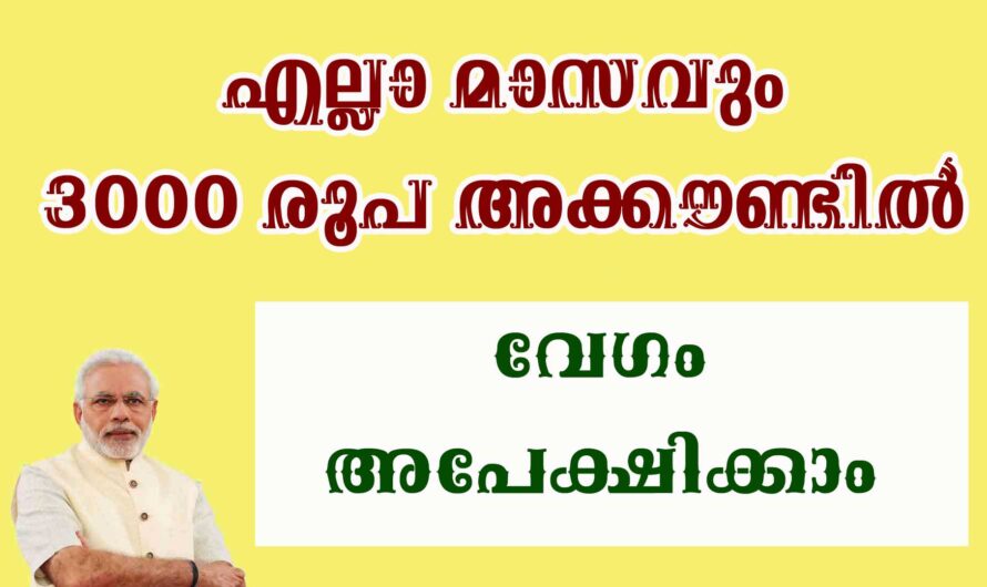 മാസം 3000 രൂപ അക്കൗണ്ടിൽ
