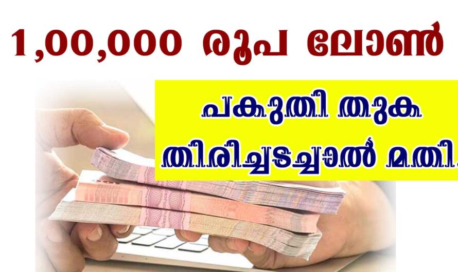 100000 രൂപ ലോൺ ആയി സംസ്ഥാനം തരും