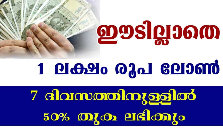 ഒരു ലക്ഷം രൂപ ഈടില്ലാതെ വായ്പ