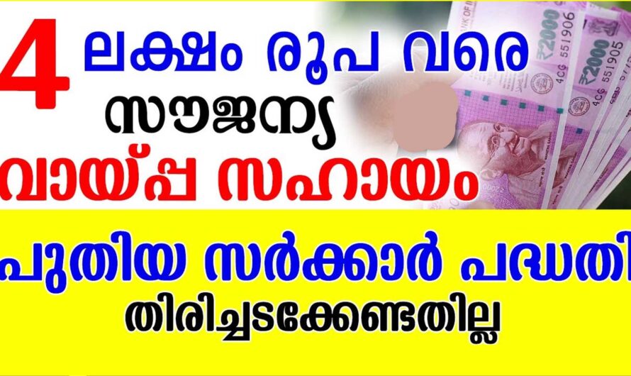 4 ലക്ഷം രൂപ വരെ സൗജന്യ വായ്പ്പ
