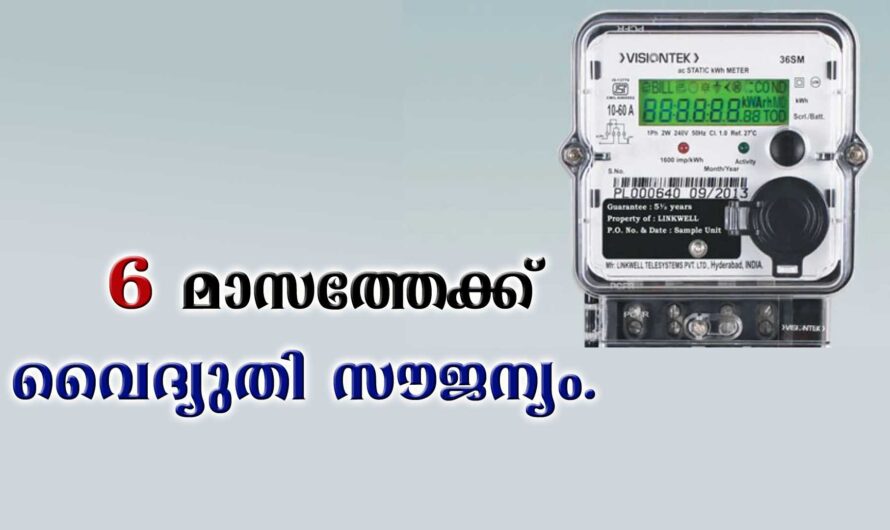 6 മാസത്തേക്ക് സൗജന്യ വൈദുതി