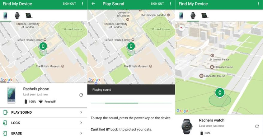 Google Find My Device -An app to find the device
